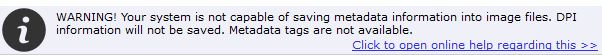some systems do not support saving metadata into images