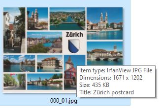 Metadane zeskanowanego zdjęcia widoczne po najechaniu kursorem w Eksploratorze Windows